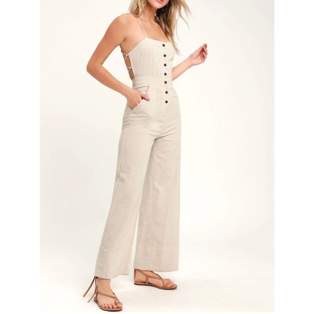 lulus beach day backless jumpsuit size XS